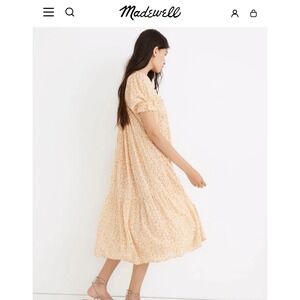 Madewell women XXL Square-Neck Tiered Midi‎ Dress in Sunflower Field cottagecore